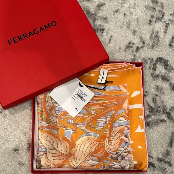 Salvatore Ferragamo Orange and Pink Scarf - Picture 6 of 6